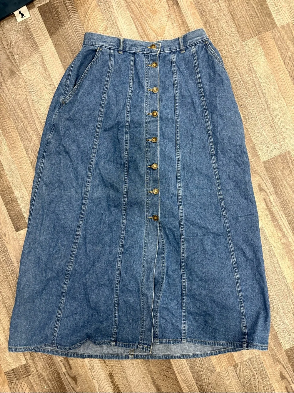 Vintage Weekend Edition Classic Button-Front Denim Midi Skirt - Size 10 - Picture 2 of 6